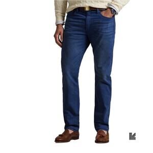 NWT Polo Ralph Lauren Mens 50B X30 Varick Slim Straight Classic Navy Blue $125